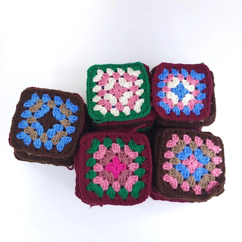 Lot of 74 - 5.5 Inch Granny Squares Various Colors Handmade Crochet Blankets